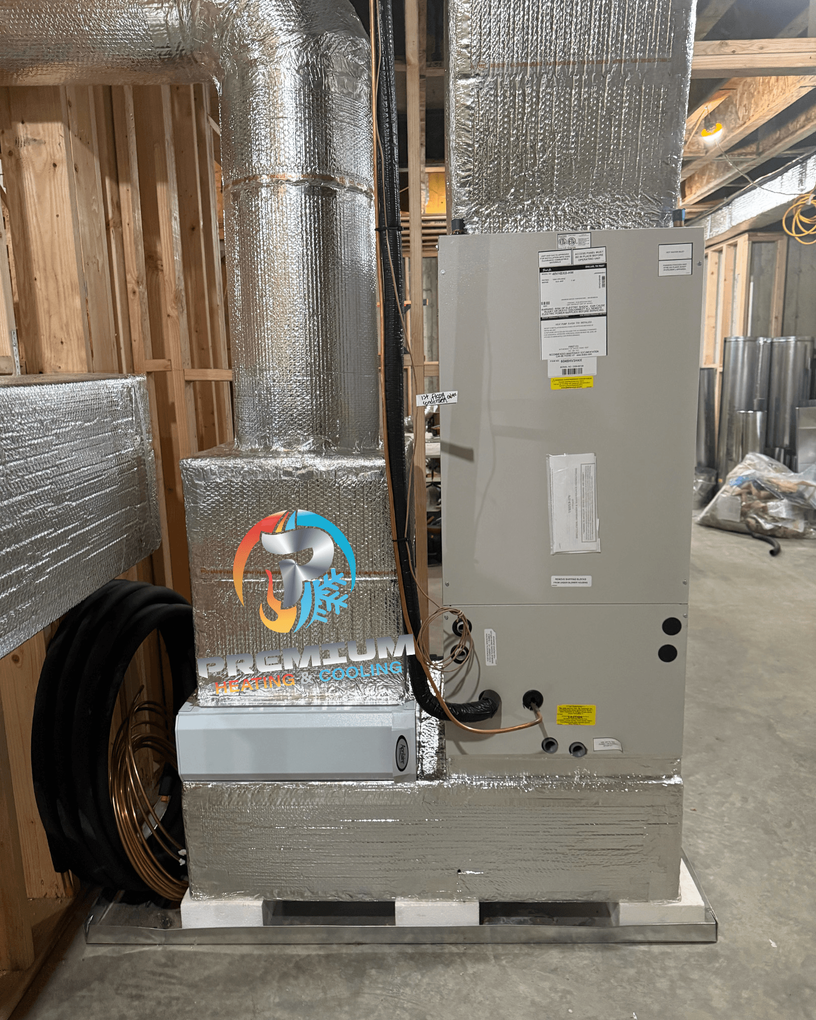 Air handler installed during new construction framing phase